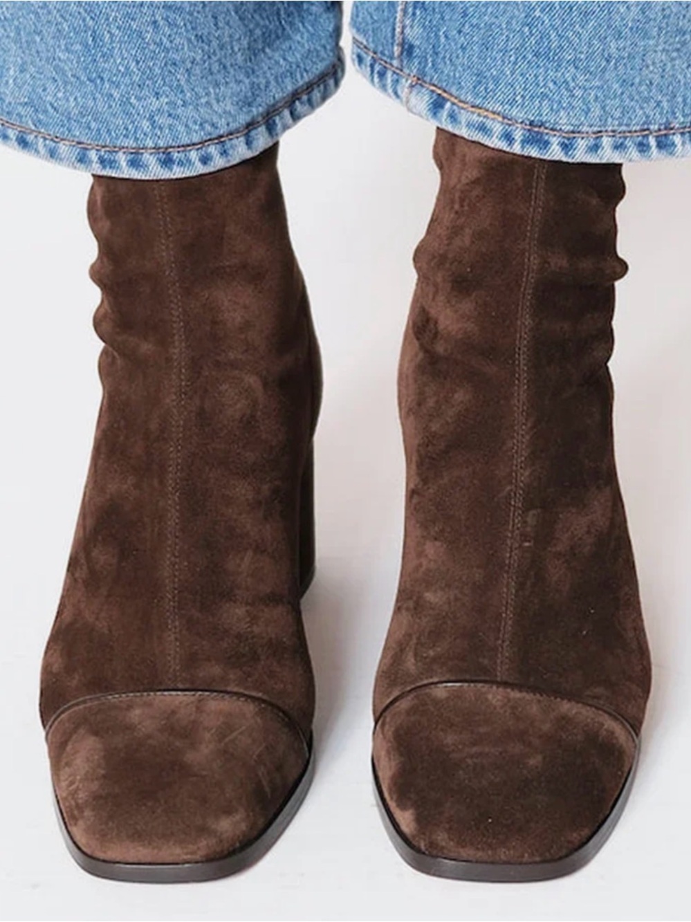 Women's Brown Suede Stretch Sock Ankle Boots Sz 8